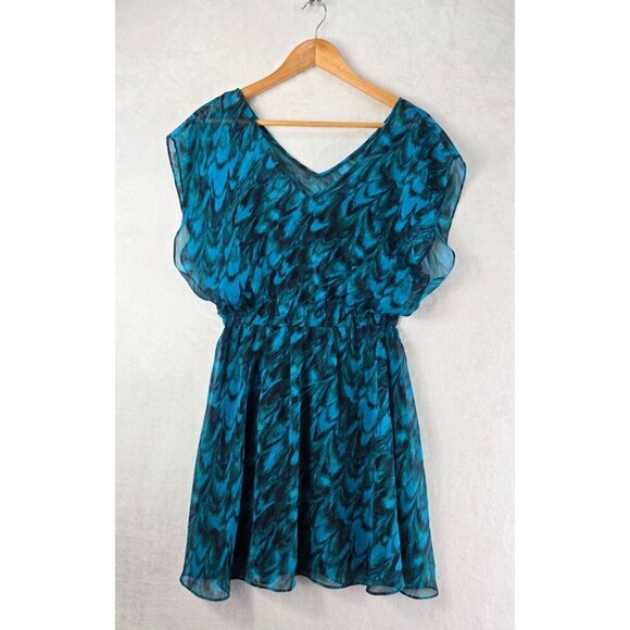 Express Dresses & Skirts - Mini Tunic Dress by Express Sz SP Tropical Blue Green Sheer Lined Party Vacation